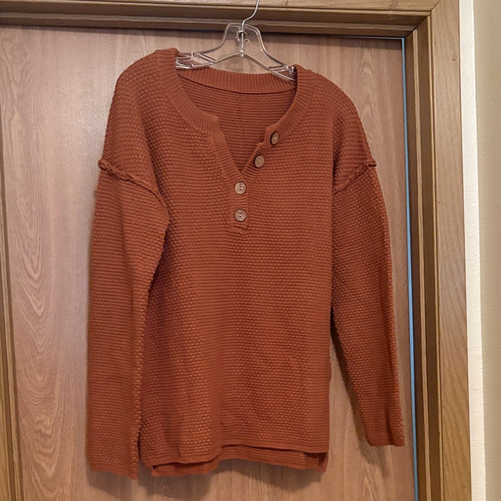 Amazon Women's Button-Up Sweater - Rust
Size Medium